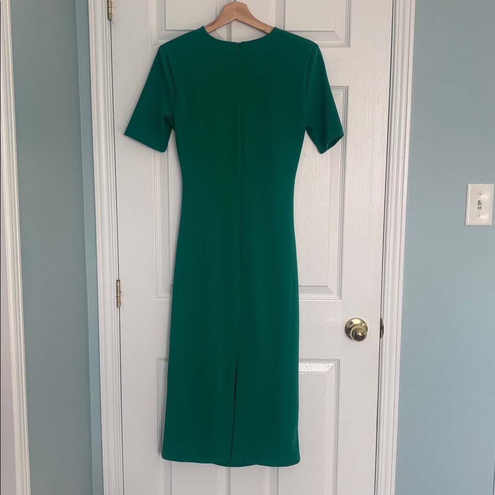 Zara ruched waist emerald green midi dress - Picture 10 of 13
